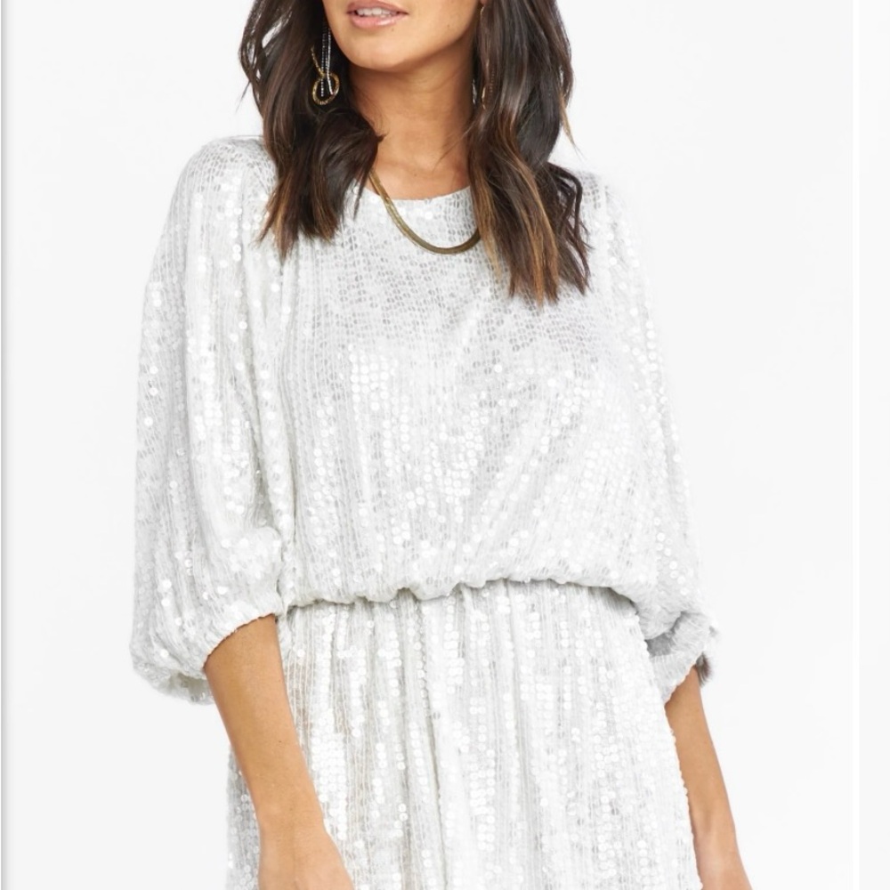 Show Me You Mumu Genevieve Mini Dress White Sequin